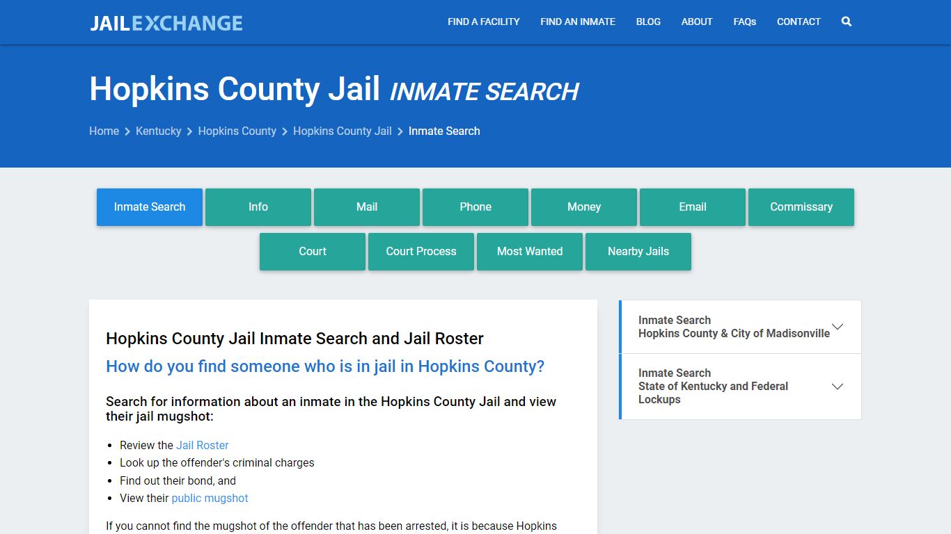 Inmate Search: Roster & Mugshots - Hopkins County Jail, KY